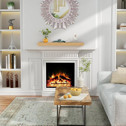 ROOMTEC Fireplace Mantel,48" Wood Floating Fireplace Shelves,Wall Mounted Wooden Display Shelving,Handcrafted Wood Brack,Natural Mantels Over Fireplace | 48" x 8" x 3"-Clear Varnished Natural Wood