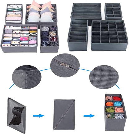 Dresser Drawer Organizer 8 Pack Clothes Underwear Sock Storage Beige Drawer Dividers Grey Foldable Closet Organizer Storage Box Dresser Drawer Organizers