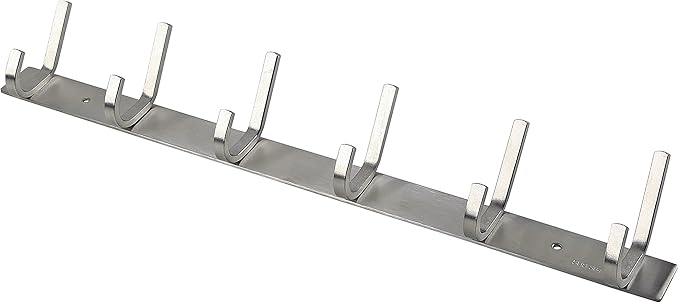WEBI Heavy Duty SUS 304 Coat Bath Towel Hook Hanger Rail Bar with 6 Hooks, Brushed Finish for Bedroom, Bathroom,Foyers,Hallways Home,Office, C-CBG06