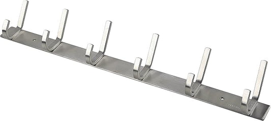 WEBI Heavy Duty SUS 304 Coat Bath Towel Hook Hanger Rail Bar with 6 Hooks, Brushed Finish for Bedroom, Bathroom,Foyers,Hallways Home,Office, C-CBG06