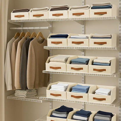 Fabric Storage Bins for Organizing - 1 Pack Large Trapezoid Collapsible Storage Bins with Front Handle, Closet Organizers and Storage for Bedroom, Home Shelves, Small Spaces, Beige
