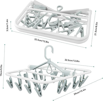 Plastic PP Drying Hanger, Anti-Rusty Drying Rack for Clothes, Socks, Lingeries, Delicates, Drying Hanger with 20 Clips for Baby Clothes, Towels