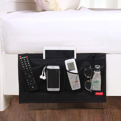 DuomiW 6 Pockets Bedside Storage Organizer, Bedside Caddy, Table Cabinet Storage Organizer, TV Remote Control, Phones, Magazines, Tablets, Accessories (Light Black)