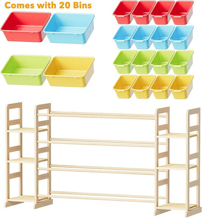 SpaceAid Toy Storage Organizer with 6 Shelves and 20 Bins, Toy Organizers Storage Bookshelf, Kids Bin Shelf Toys Box Bookcase for Bedroom Playroom Organization Room Decor, Multi-Colored