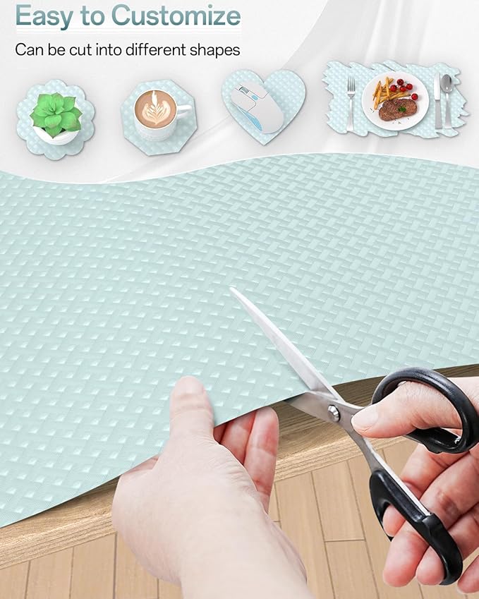 Shelf and Drawer Liner for Kitchen Cabinet, Non-Adhesive 12in x 240in Waterproof Contact Paper Refrigerator Liners Thickened Durable EVA Material Non Slip Mat for Dresser Cupboard Pantry Protector