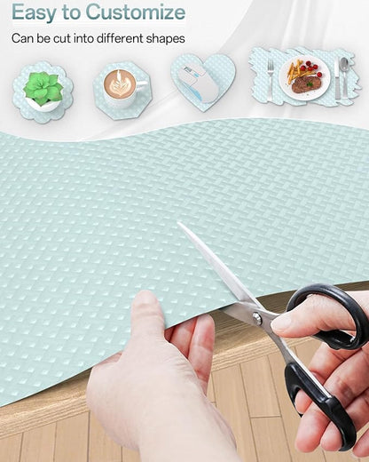 Shelf and Drawer Liner for Kitchen Cabinet, Non-Adhesive 12in x 240in Waterproof Contact Paper Refrigerator Liners Thickened Durable EVA Material Non Slip Mat for Dresser Cupboard Pantry Protector