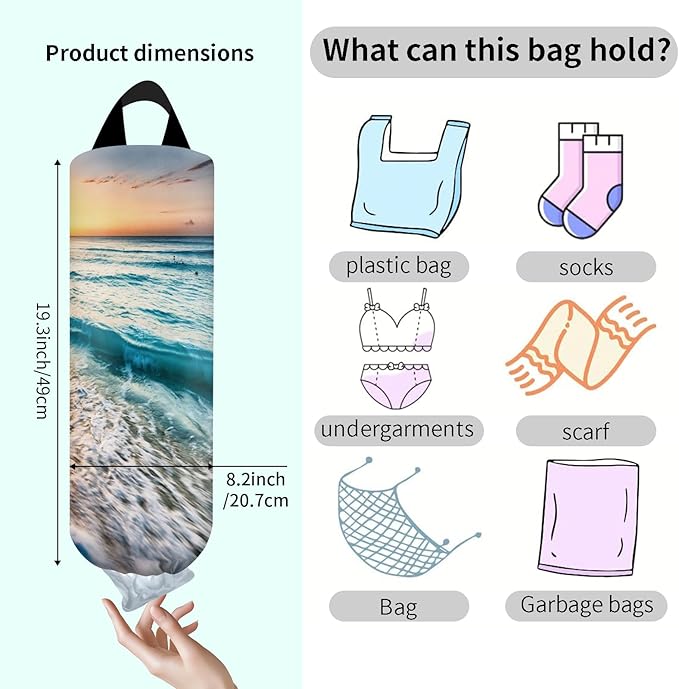 Plastic Bag Holder, Wall Mount Grocery Bag Organizer, Sunset Beach