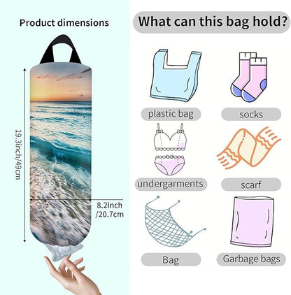 Plastic Bag Holder, Wall Mount Grocery Bag Organizer, Sunset Beach