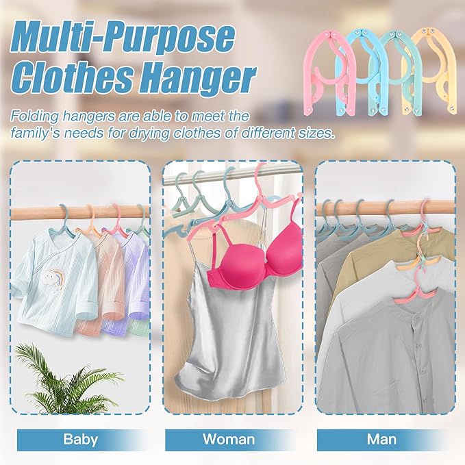 32PCS Foldable Travel Hangers, 20 Cruise Ship Essentials Folding Hanger with 12 Clothes Hanger Connection Hooks, Plastic Portable Drying Rack for Home Holiday Outdoor Camping