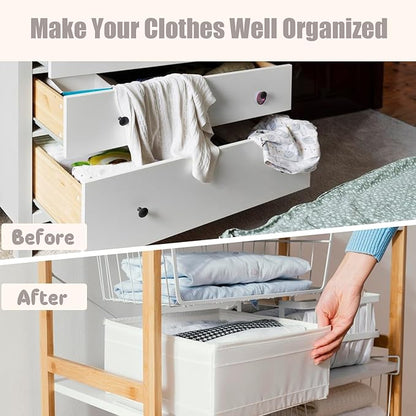 Mooisco 8 Pack Drawer Organizer Clothes, Fabric Closet Organizers and Storage, Foldable Cloth Storage Bins for Underwear Socks, Bra, Ties, Scarf, Belt, Hair Accessories, White