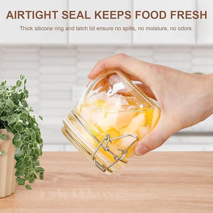 17oz Airtight Glass Jars with Clamp Lids, Small Food Storage Canisters Set of 6, Wire Clip Mason Jars for Canning Pickling Spice Herb