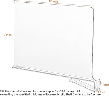 CY craft Acrylic Shelf Divider,Wood Shelf Dividers,Clear Closet Shelf Separators Clothing Organizer Perfect for Bedroom Shelving Organization and Kitchen Cabinet Shelf Storage,6 PCS