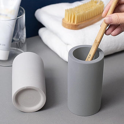 Coengwui Diatomite Toothbrush Holder for Bathroom Sink, Countertop Organizer, Quick Dry Stand Cup for Toothpaste, Razors, Makeup Brushes - Water-Absorbent & Quick-Drying (Dark Grey, Height 4.3")