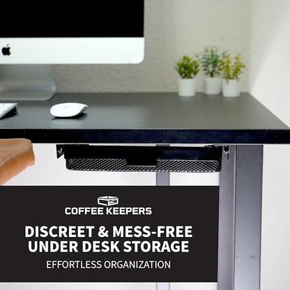 KEEPERS - Under Desk Drawer Slide Out – Metal Under Desk Storage Drawer for Office, Home, RV, Kitchen – Slim Under Table Drawer Attachment with Easy DIY Mount - Under Desk Organizer - 13x10x2.5In