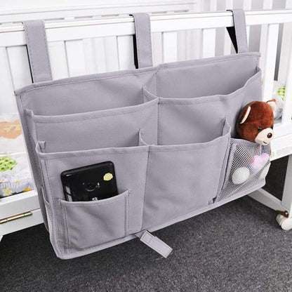 Bunk Bed Organizer - Bedside Storage Caddy with Pocket, Hanging Organizer for Camp, Dorm, Room, Hospital Bed Rail and More (Grey)
