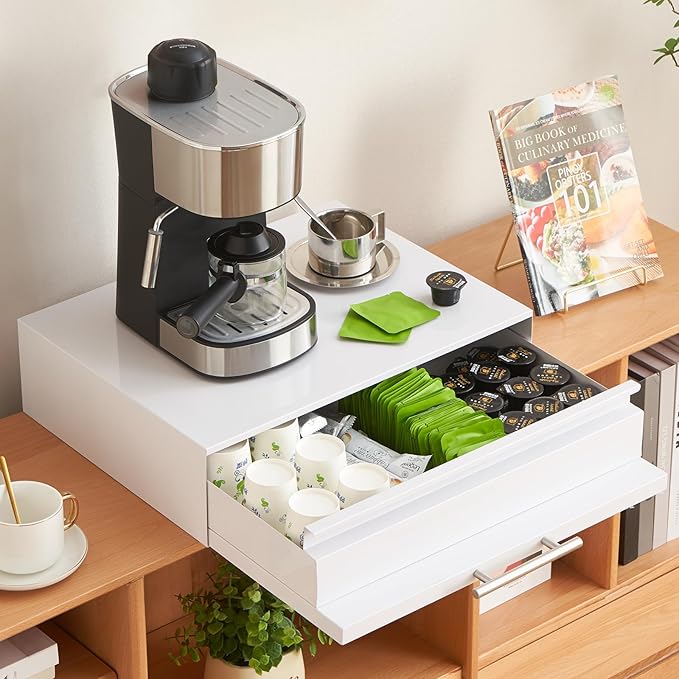Kitchen Countertop Organizer Appliance Stand with Pull-Out Drawers & Shelves, Carbon Steel Kitchen Organizers and Storage for Microwave Oven Coffee Maker & Small Appliances