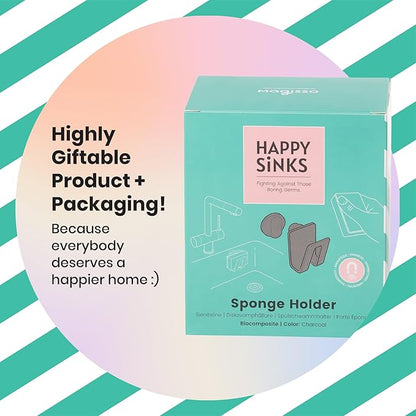 HAPPY SINKS Magnetic Sponge Holder - Kitchen Sink Organizer - Ideal for Kitchen Organization & Accessories - Sink Sponge Holder (Biocomposite)
