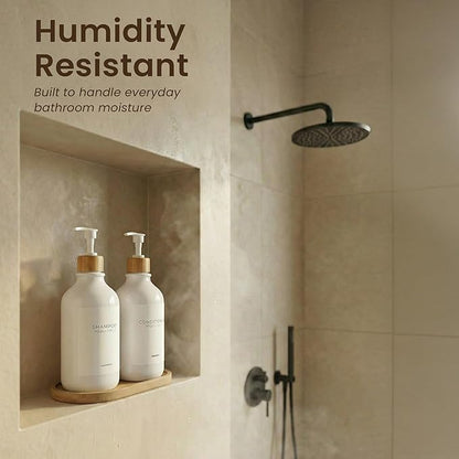 Maisonovo Plastic Soap Dispenser Set | Hand Soap and Dish Soap Dispenser Set | 16.9oz Amber Bottles with Black Bamboo Pump | Bathroom Lotion Dispenser with Pump Set of 2