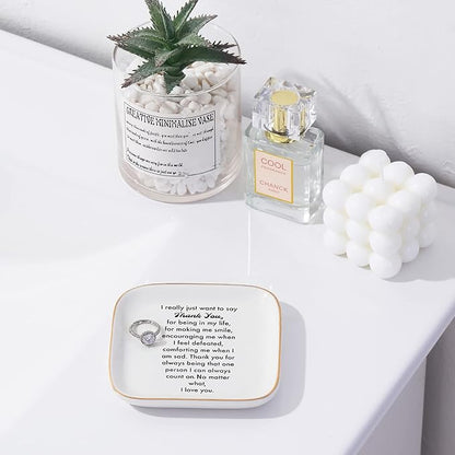 PUDDING CABIN Thank You Gift for Women Mom Teacher Coworkers Ring Dish-Thank You for Always Being That One Person I can Count On, I Love You for Mom, Appreciation Gifts for Women