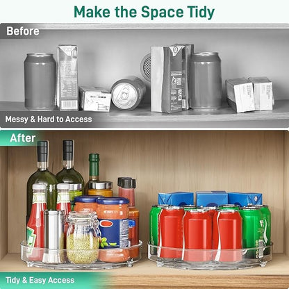 4 Pack Lazy Susan Organizer, 9.5 Inch Lazy Susan Turntable for Cabinet, Refrigerator Organizer for Pantry Organizers and Storage, Non-Skid Fridge Organizer
