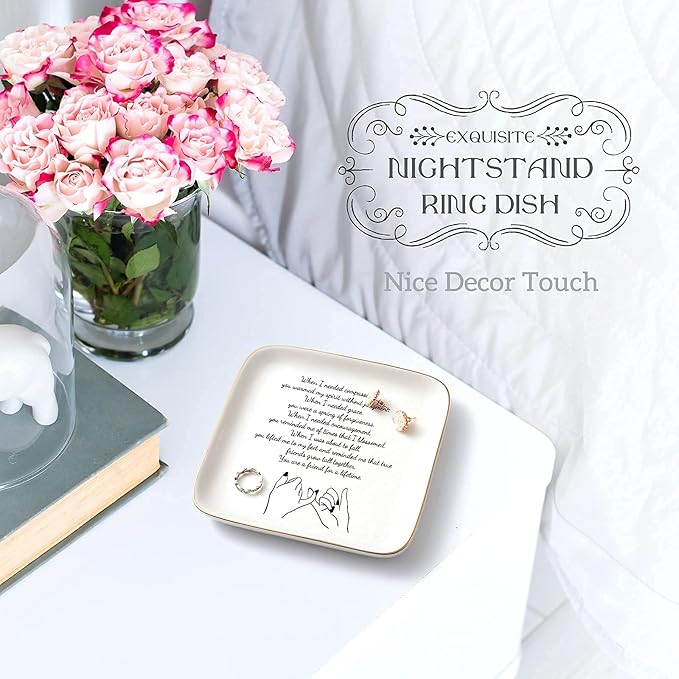 PUDDING CABIN Friend Birthday Gifts for Women Ring Trinket Dish You are Friends for a Lifetime Inspirational Friendship Gifts for Women Sister Her BFF Bestie Coworkers Female
