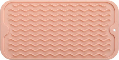 Silicone Dish Drying Mat for Multiple Usage,Easy clean,Eco-friendly,Heat-resistant Silicone Mat for Kitchen Counter or Sink,Refrigerator or Drawer Liner Pink S 12 inches x 6 inches