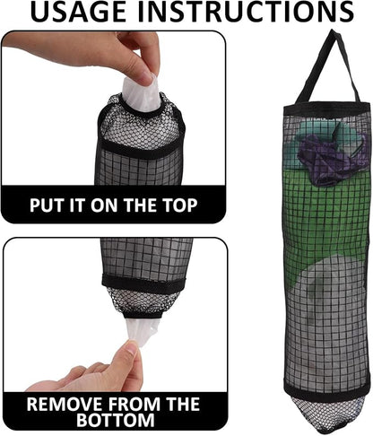 8PCS Door Hanging Plastic Bag Holder with 2PCS Hooks, Grocery Bag Storage Dispensers Black