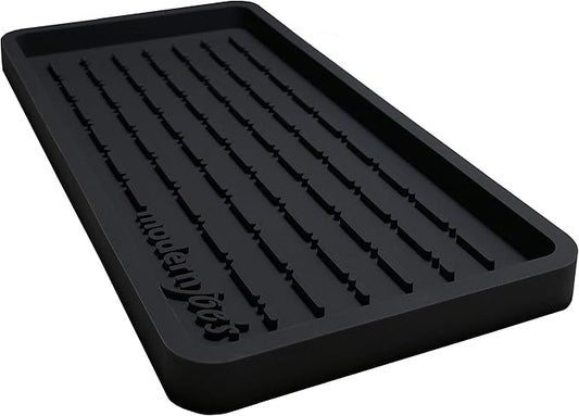 MODERNJOE'S Sponge Holder and Sink Organizer - Kitchen Bath Vanity - Multi-use Silicone Tray – Non-Slip, Heat Resistant and Dishwasher Safe – 11” X 5.5” - Black