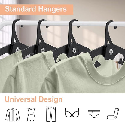 NICEDACK Premium Travel Hangers 6 Pack Portable Folding Clothes Hangers - Super Bearing Collapsible Hanger Foldable Clothes Drying Rack for Travel, Indoor and Outdoor Use (6 Pack Black)