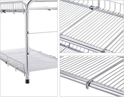 FlagShip 2 Tier Under Sink Organizers and Storage Rack Expandable Cabinet Shelf for Kitchen Bathroom Silver (17-25 inches)