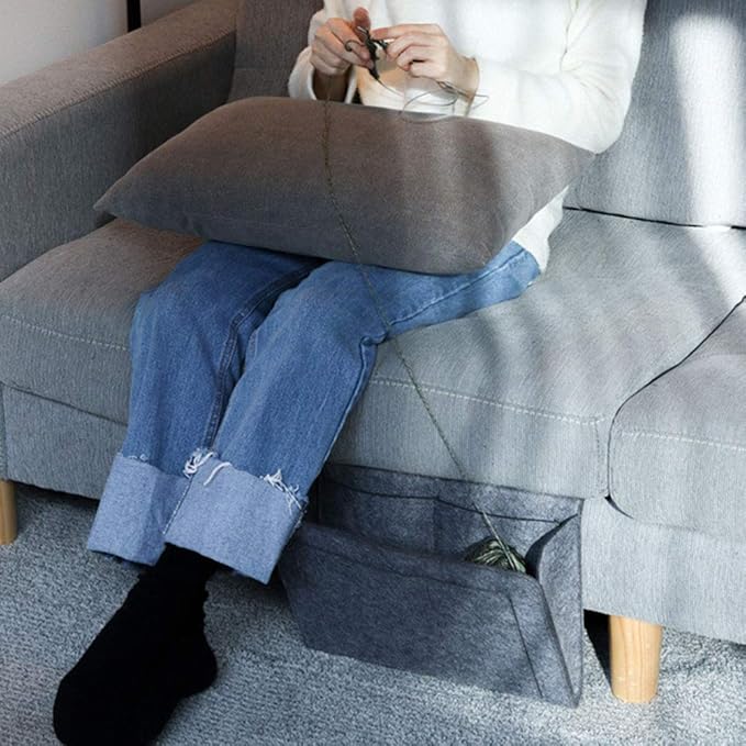 Luxurious Grey Armrest Organizer, Caddy for Sofa, Couch, Chair Armrest, Remote Control, Cell Phone, Book, Magazine, Glasses, Snacks