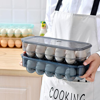 Plastic Covered Egg Container Holders Storage Cartons for Refrigerator Camping Traveling with Lid Brown (2 Pieces)