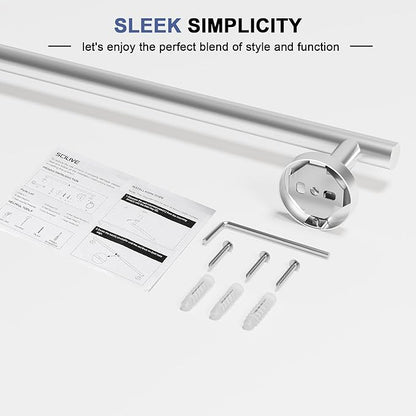 Brushed Nickel Towel Bar, 24 Inch Towel Racks for Bathroom Wall Mounted, SUS304 Stainless Steel Bathroom Towel Holder, Total Length 26.4 Inch Towel Bars