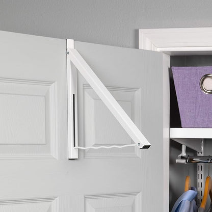 HOLDN’ STORAGE Over The Door Hanger - Single Foldable Rack Organizer for Hanging Clothes, Coats & Towels, Ideal for Dorm Rooms, Laundry, Bathrooms, Etc - Holds up to 20 LBs - White (2 Pack)