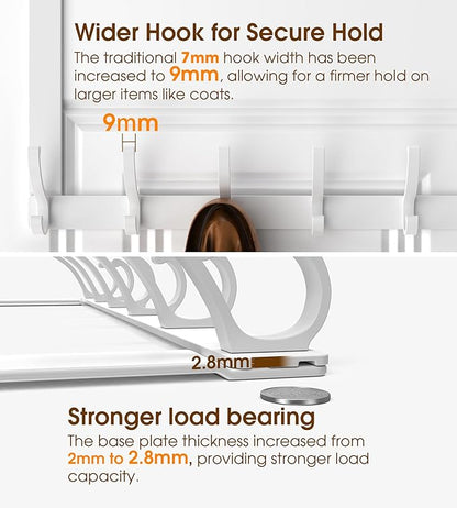 CHAUNCEY HOME Long Over The Door Hooks Hanger with 15.75" Arms for Easier Access by Shorter, Heavy Duty Door Hanger for Coat, F16U, Fits Standard 1 3/8'' Doors, Towel Racks for Bathroom, White