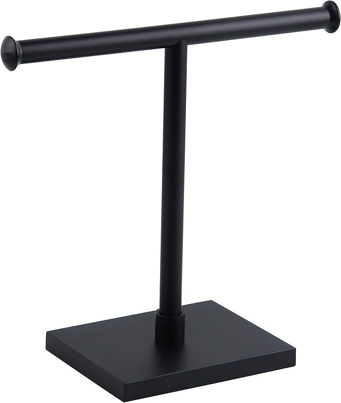 SUS 304 Stainless Steel Hand Towel Holder Standing Tree Rack for Bathroom Vanities Countertop, Matte Black DZY011-BK