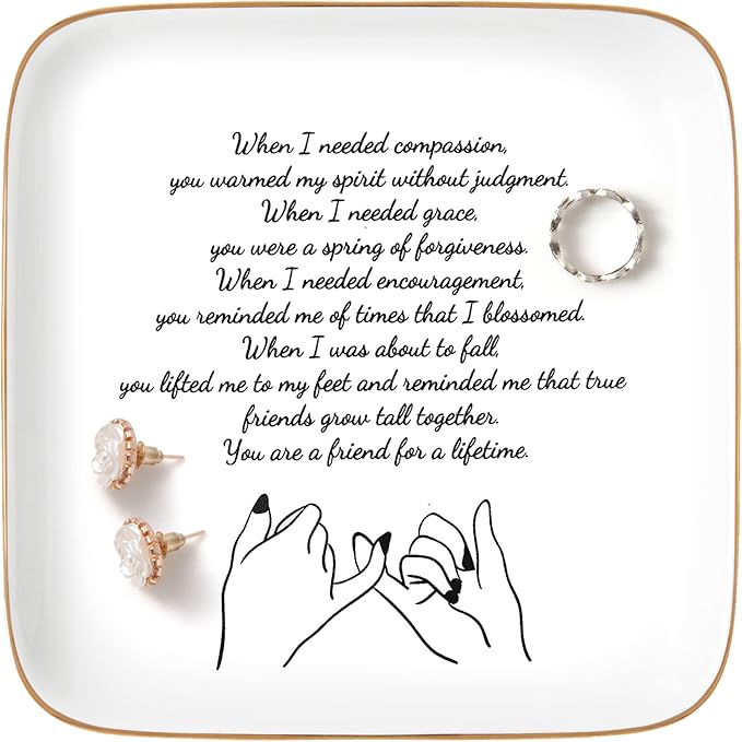 PUDDING CABIN Friend Birthday Gifts for Women Ring Trinket Dish You are Friends for a Lifetime Inspirational Friendship Gifts for Women Sister Her BFF Bestie Coworkers Female