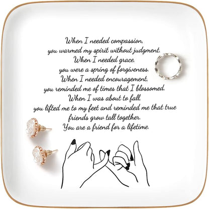 PUDDING CABIN Friend Birthday Gifts for Women Ring Trinket Dish You are Friends for a Lifetime Inspirational Friendship Gifts for Women Sister Her BFF Bestie Coworkers Female