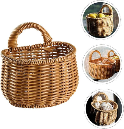 Unomor Decorative Woven Garlic and Ginger Storage Basket Wall Mounted Kitchen Organizer High Grade Space Saving Design for Home Decor