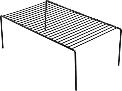 iPEGTOP Kitchen Cabinet Storage Shelf Rack, Set of 2 Large (15.7 x 9.4 Inch) Rustproof Metal Wire Shelves Spice Shelf Rack Cupboard Organizer for Pantries Countertops Utensils Organization, Black