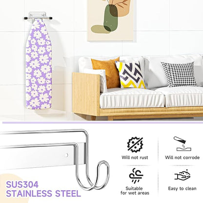 Ironing Board Holder Wall Mount, Iron Board Holder Stainless Steel, Wall Mounted Ironing Board Hanger, Y T Leg Laundry Rooms Iron Board Holder for Wall Heavy Duty