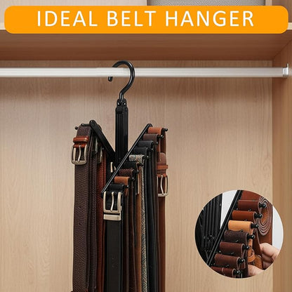 Lolytama 2Pack Belt Hanger,Belt Holder Organizer with Non-Slip Clips,Belt Hanger Wall Mount,Tie Hanger for Closet for Belt, Scarves,Ties, Hats,Camisoles,Bras