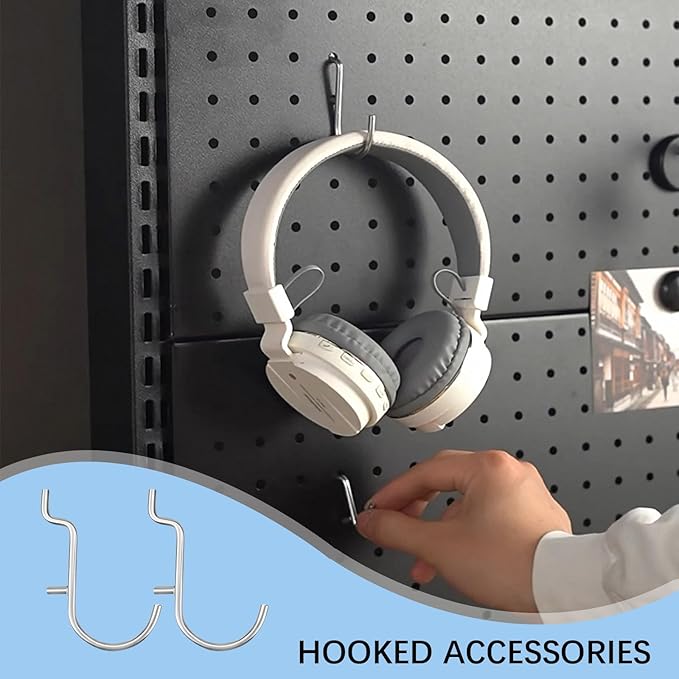 25 Pcs J Style pegboard Hooks Stainless Steel Metal Pegboard Hooks Peg Board Wall Display Accessories for Jewelry Organizer Hanging Tools (Large)