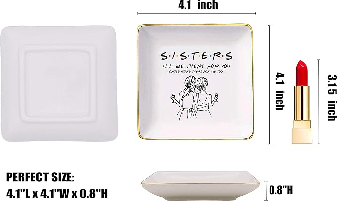 Mother's Day Gift-Jewelry Tray for Sister,Best Friends,Bestie,BFF Women Her-Friends TV Show Theme-Birthday Wedding Christmas Graduation Gift-Sisters I'll Be There for You-Ring Dish,Trinket Holder