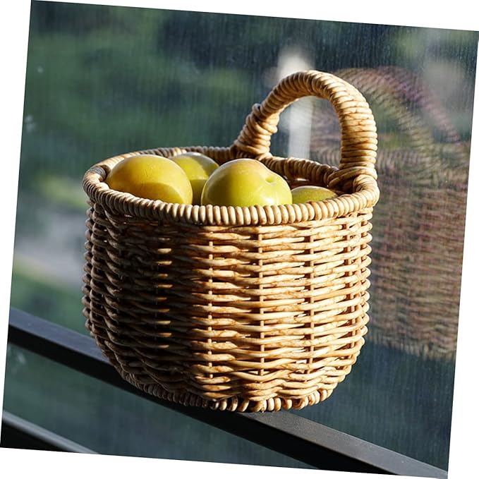 Woven Storage Basket for Kitchen Hanging and Garlic Organizer Wall-mounted Container for Clutter Spaces Neat Sundries Storage and Design