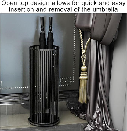 Metal Umbrella Holder for Entryway, Office Commercial Large Capacity Metal Umbrella Holder for Business Metal Frame Umbrella Storage Shelf Modern Indoor Entryway(Black)