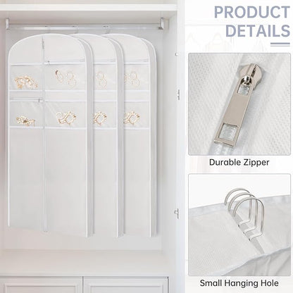 65" Garment Bag for Travel for Hanging Clothes Storage Hanging Suit Cover with Zipper and Accessory Storage for Coats, Dresses, Suits
