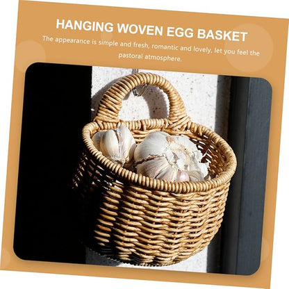 Woven Storage Basket for Kitchen Hanging and Garlic Organizer Wall-mounted Container for Clutter Spaces Neat Sundries Storage and Design
