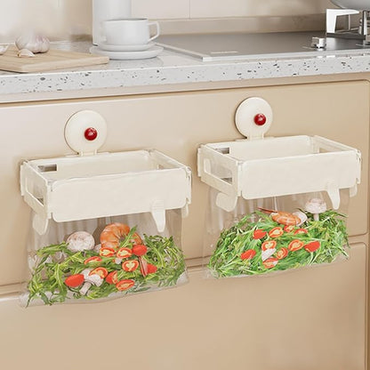 Trash Bag Holder, Portable Foldable Trash Bag Holders, Wall Mounted Hanging Bags Holder With Removable Lid & Clips Kitchen Organizers, Kitchen, Under Sink Can, Toilets