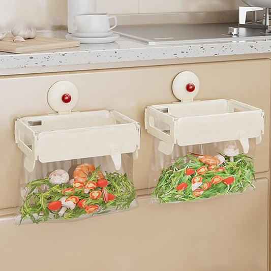 Trash Bag Holder, Portable Foldable Trash Bag Holders, Wall Mounted Hanging Bags Holder With Removable Lid & Clips Kitchen Organizers, Kitchen, Under Sink Can, Toilets